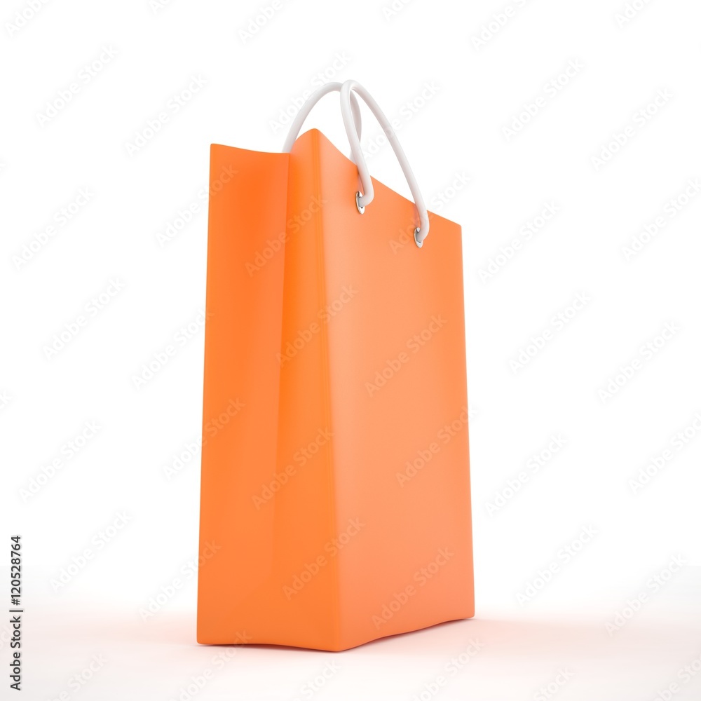 Paper Shopping Bag isolated on white background. 3d rendering. Paper Shopping Bag isolated on white background. 3d rendering.
