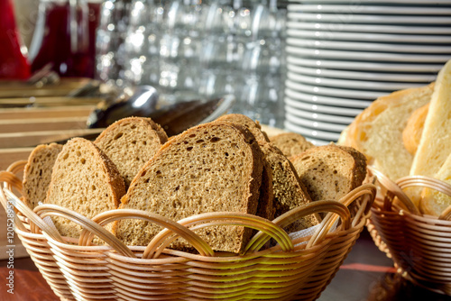 bread in a wicker breadbasket