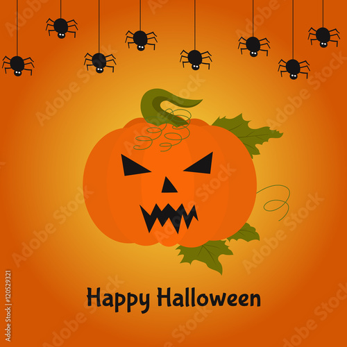  Happy  Halloween card with awful pumpkin.