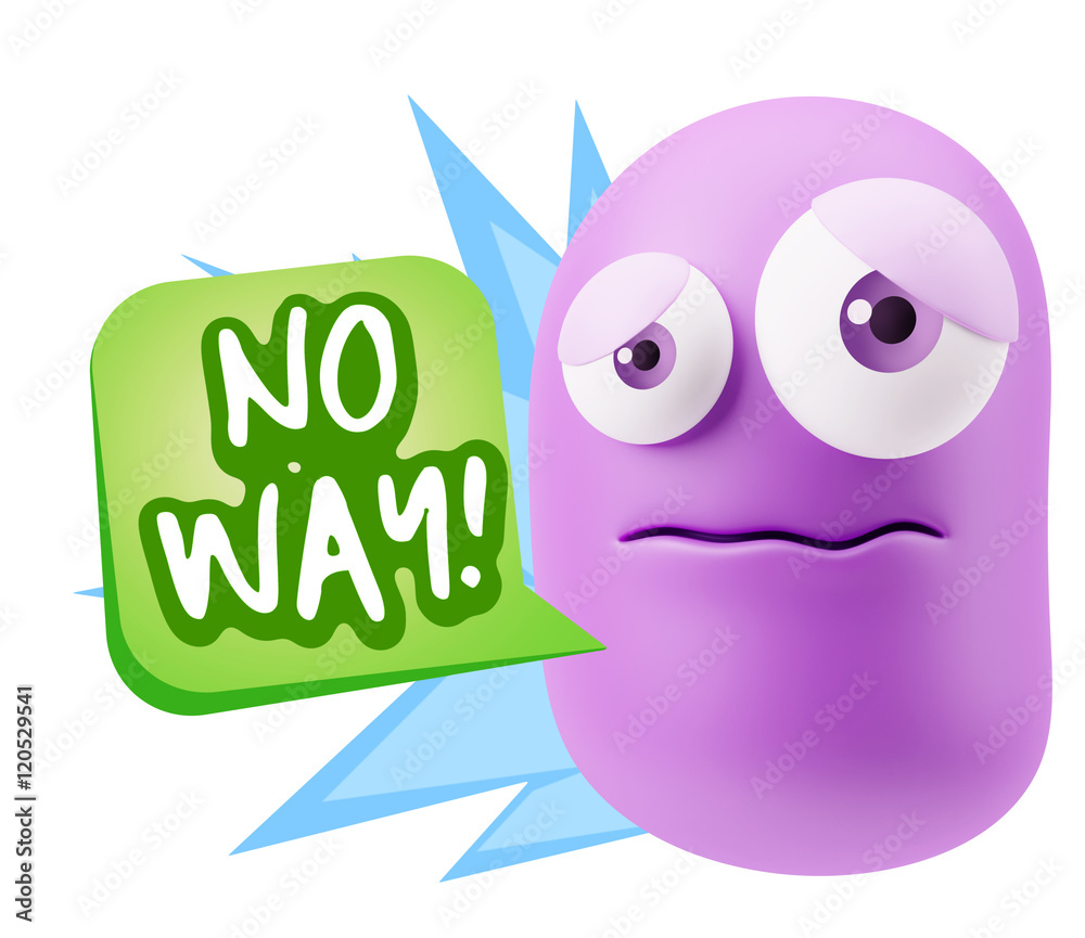 3d Rendering Sad Character Emoticon Expression saying No Way wit 3d Rendering Sad Character Emoticon Expression saying No Way wit