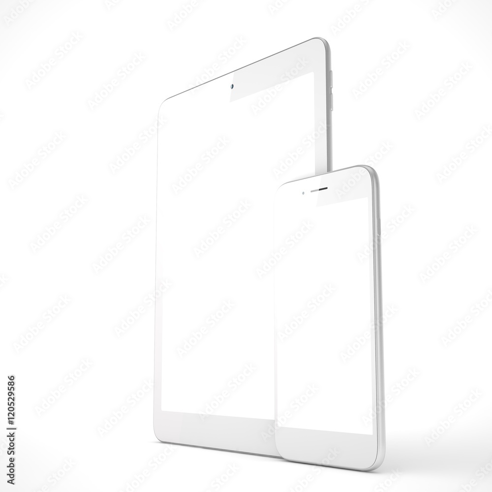 Tablet and smartphone on a white. 3d rendering. Tablet and smartphone on a white. 3d rendering.
