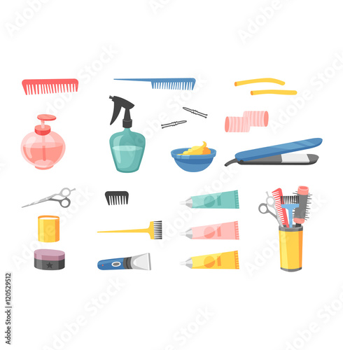 Hairdresser barber icons vector