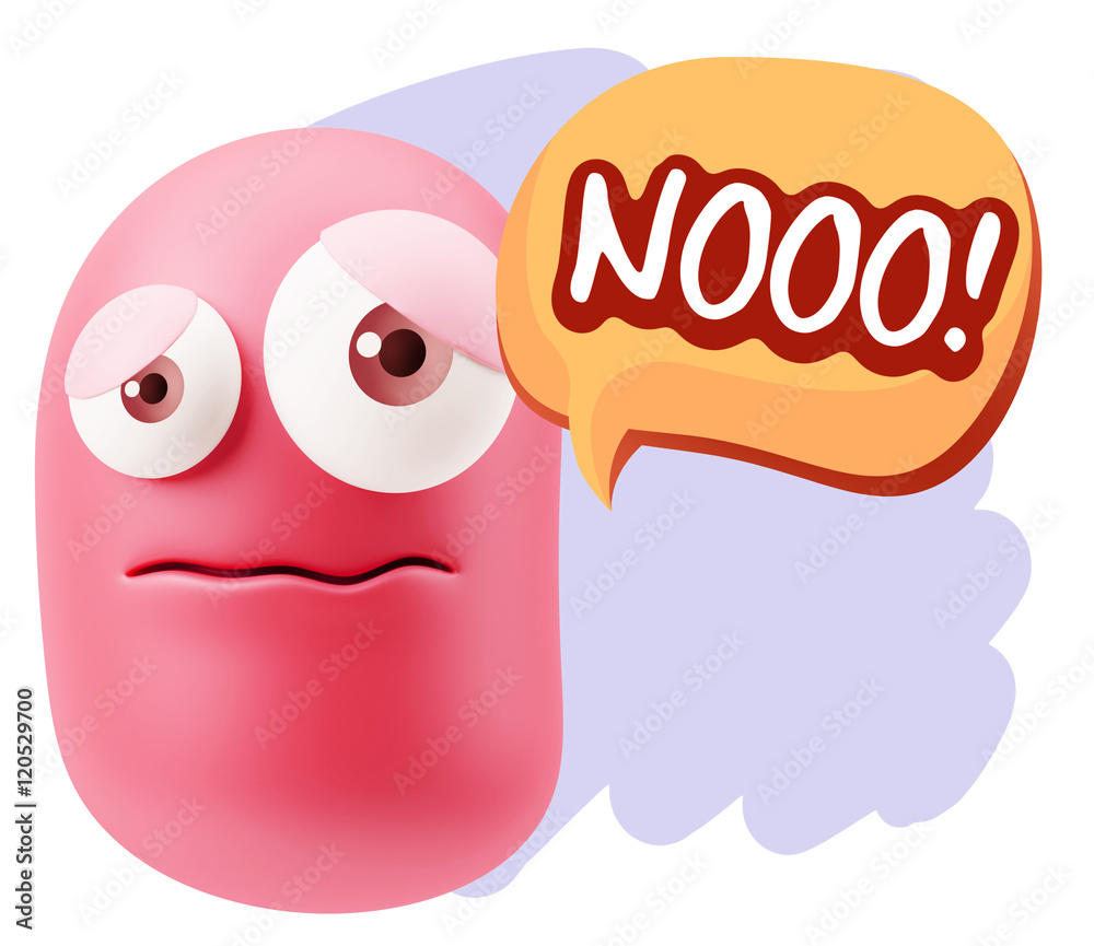3d Rendering Sad Character Emoticon Expression saying No with Co 3d Rendering Sad Character Emoticon Expression saying No with Co