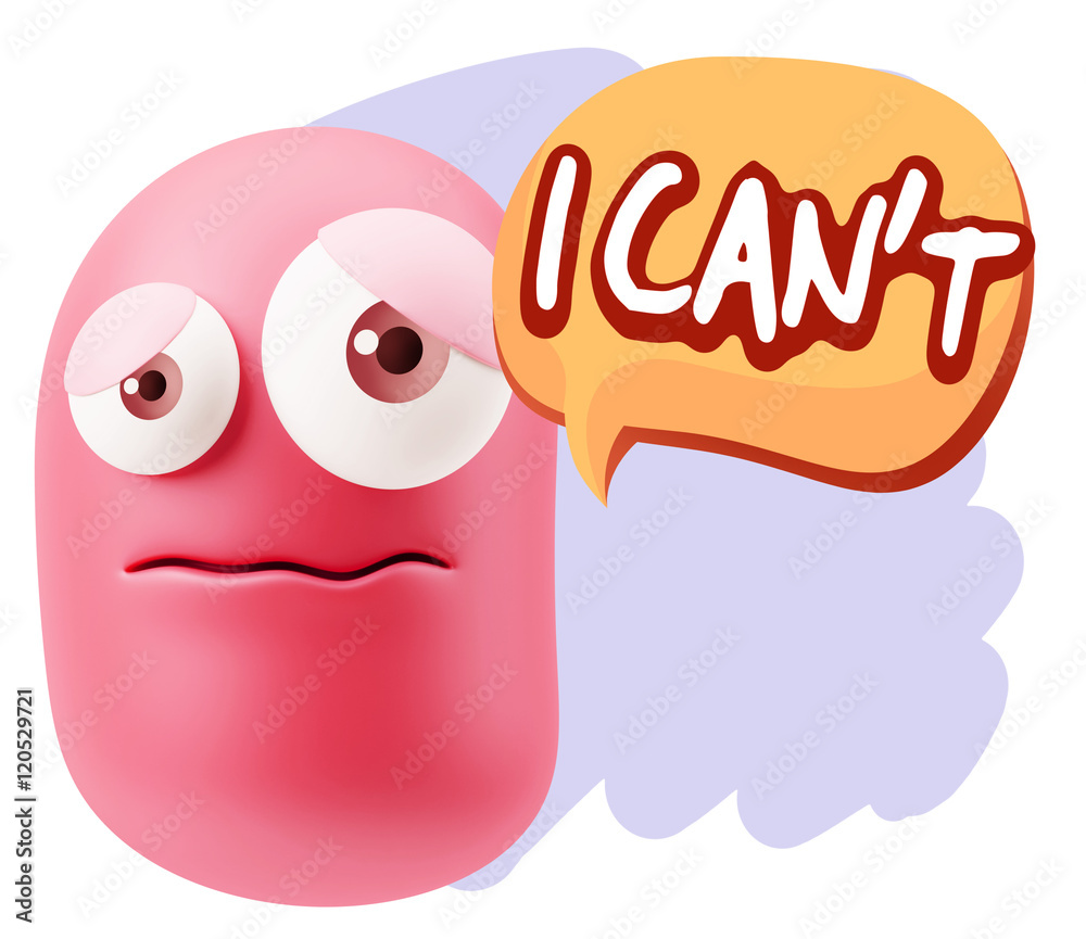 Obraz premium 3d Rendering Sad Character Emoticon Expression saying I Can't wi