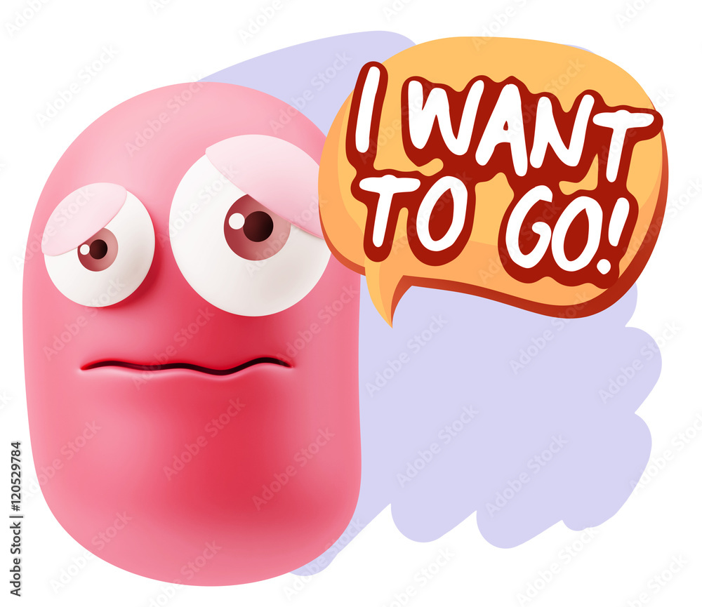 Obraz premium 3d Rendering Sad Character Emoticon Expression saying I Want to