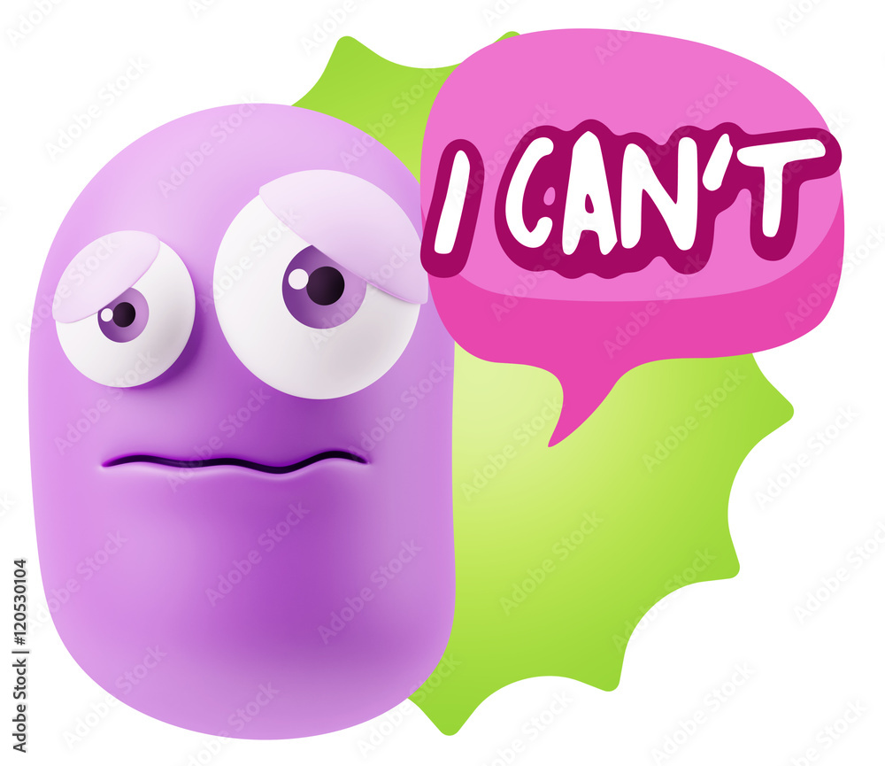 3d Rendering Sad Character Emoticon Expression saying I Can't wi 3d Rendering Sad Character Emoticon Expression saying I Can't wi
