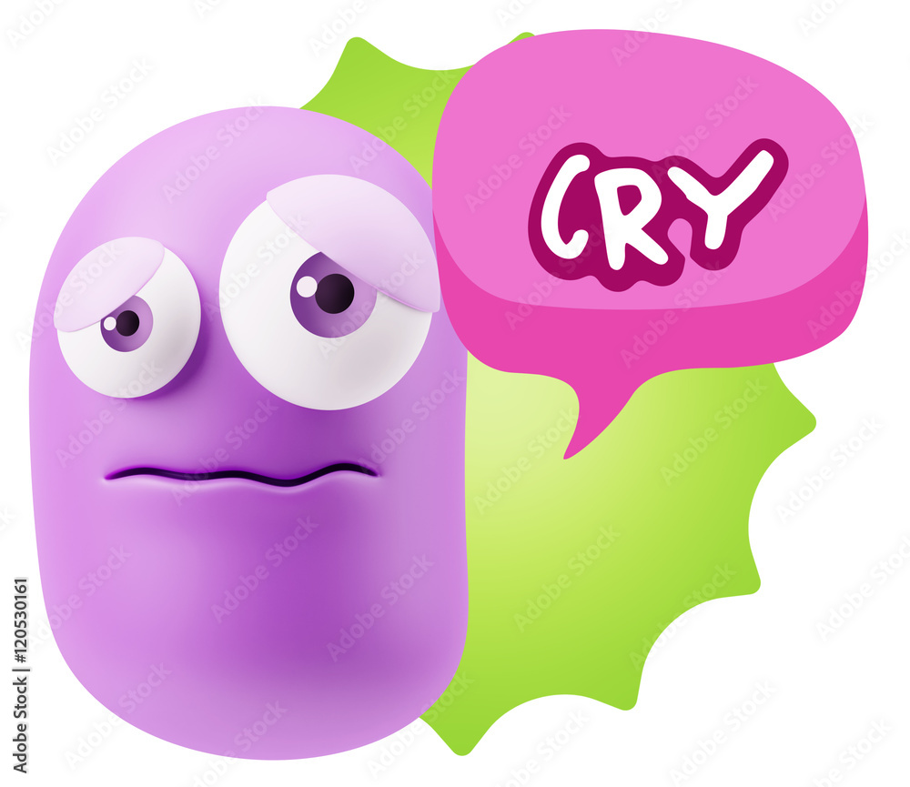 3d Rendering Sad Character Emoticon Expression saying Cry with C 3d Rendering Sad Character Emoticon Expression saying Cry with C