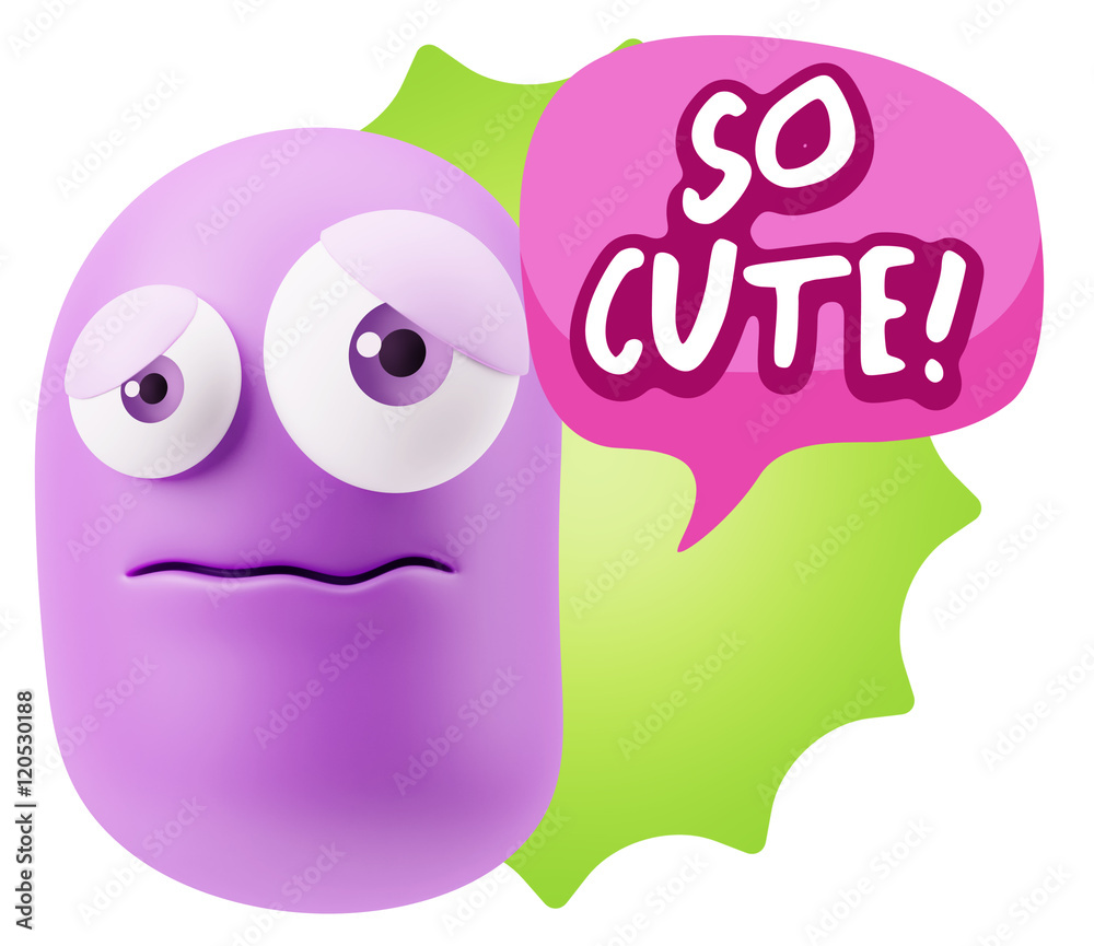 3d Rendering Sad Character Emoticon Expression saying So Cute wi 3d Rendering Sad Character Emoticon Expression saying So Cute wi