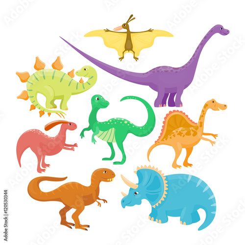 Fototapeta Naklejka Na Ścianę i Meble -  Cartoon dinosaurs vector illustration.