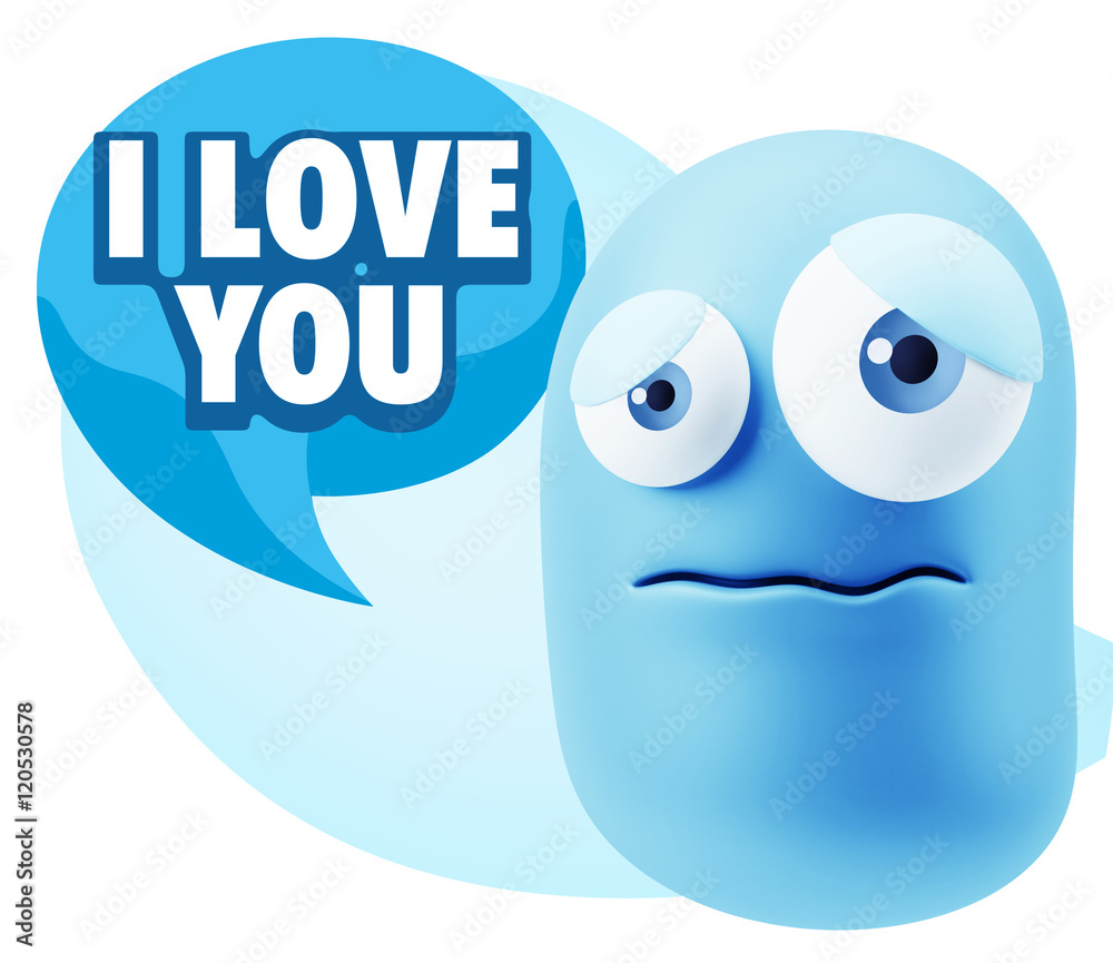 3d Rendering Sad Character Emoticon Expression saying I Love You 3d Rendering Sad Character Emoticon Expression saying I Love You
