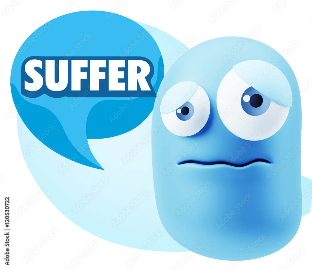 3d Rendering Sad Character Emoticon Expression saying Suffer wit 3d Rendering Sad Character Emoticon Expression saying Suffer wit