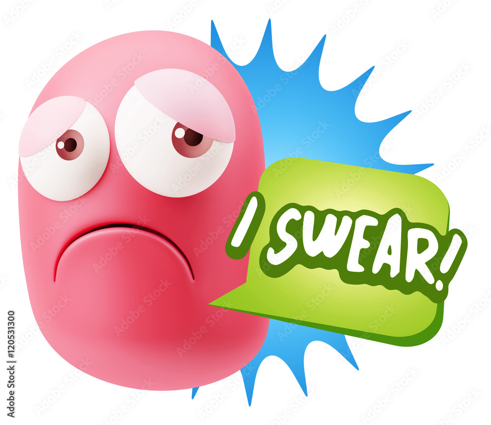 3d Rendering Sad Character Emoticon Expression saying I Swear wi 3d Rendering Sad Character Emoticon Expression saying I Swear wi