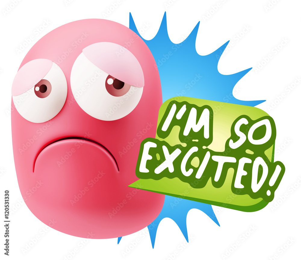 3d Rendering Sad Character Emoticon Expression saying I'm so Exc 3d Rendering Sad Character Emoticon Expression saying I'm so Exc