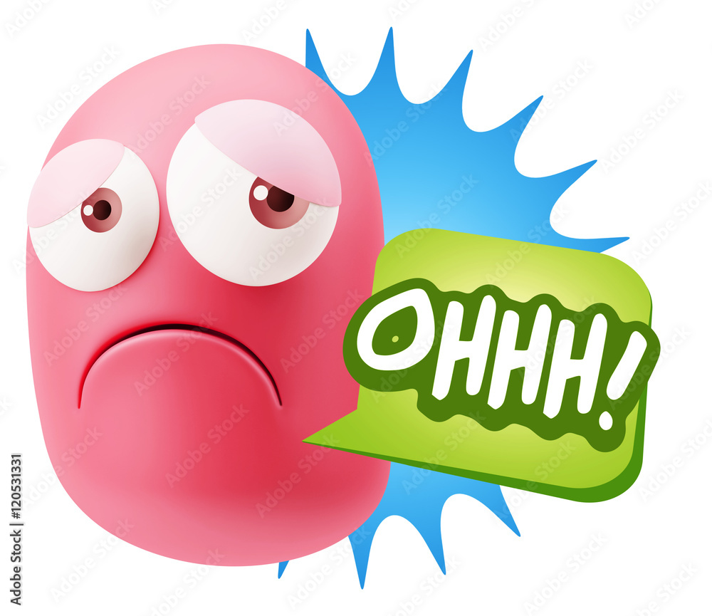 3d Rendering Sad Character Emoticon Expression saying Oh with Co 3d Rendering Sad Character Emoticon Expression saying Oh with Co