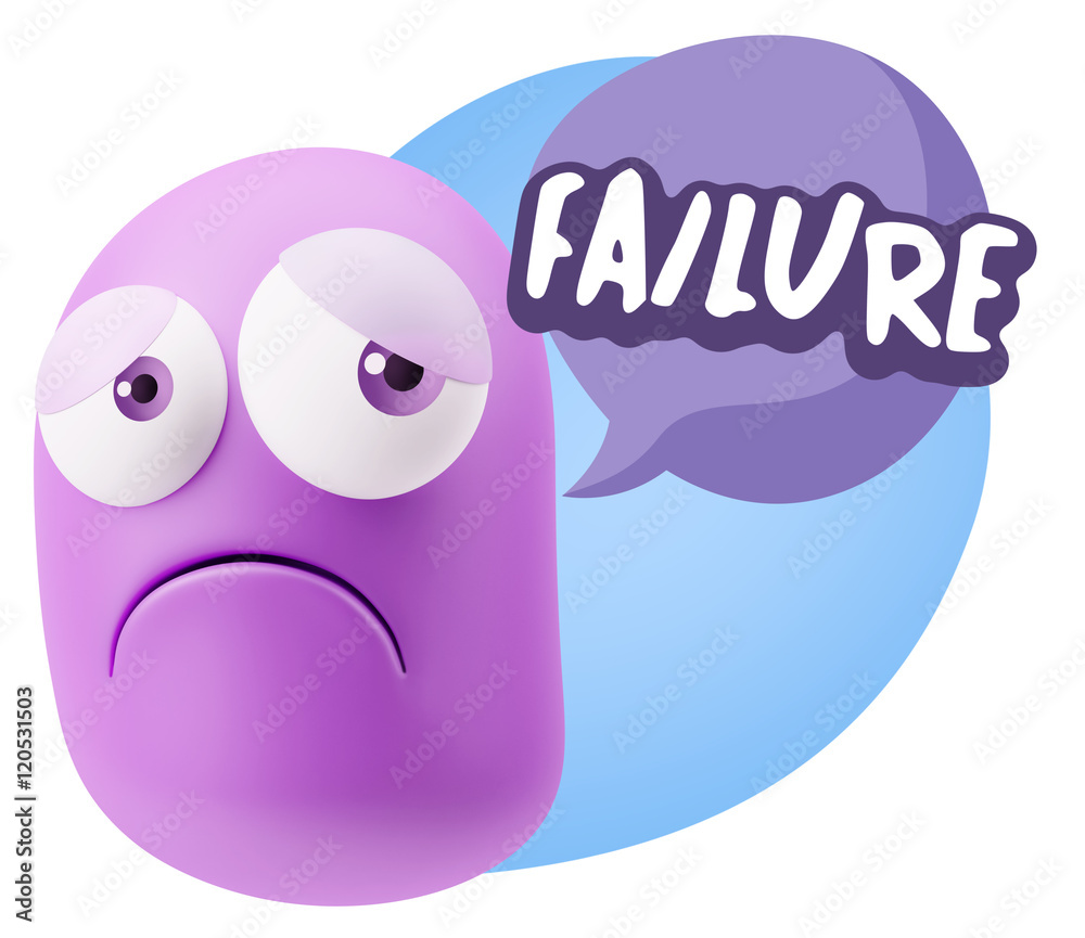 Obraz premium 3d Rendering Sad Character Emoticon Expression saying Failure wi