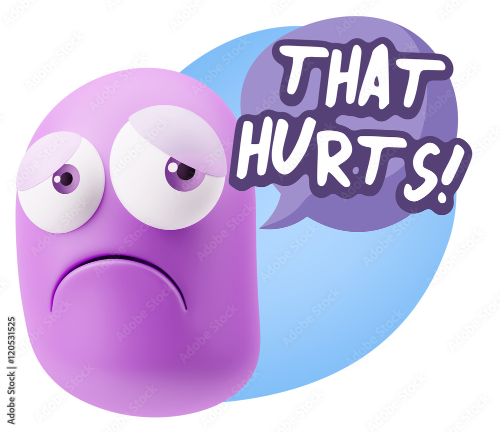 Obraz premium 3d Rendering Sad Character Emoticon Expression saying That Hurts