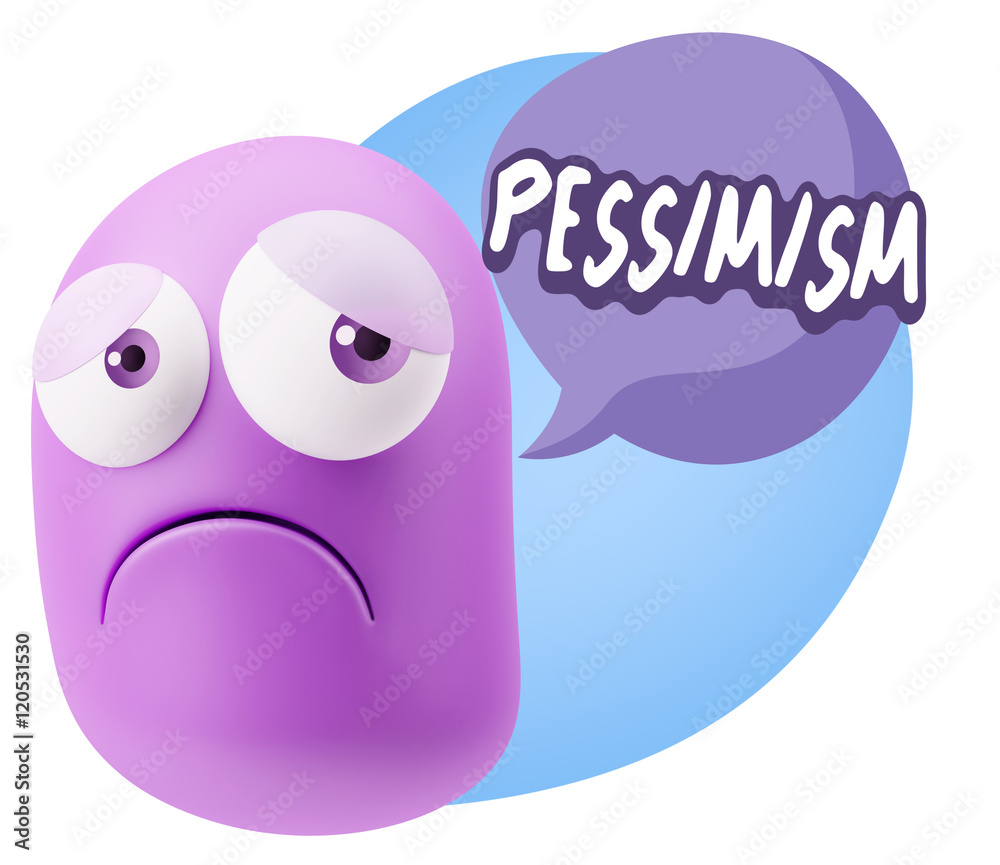 3d Rendering Sad Character Emoticon Expression saying Pessimisti 3d Rendering Sad Character Emoticon Expression saying Pessimisti
