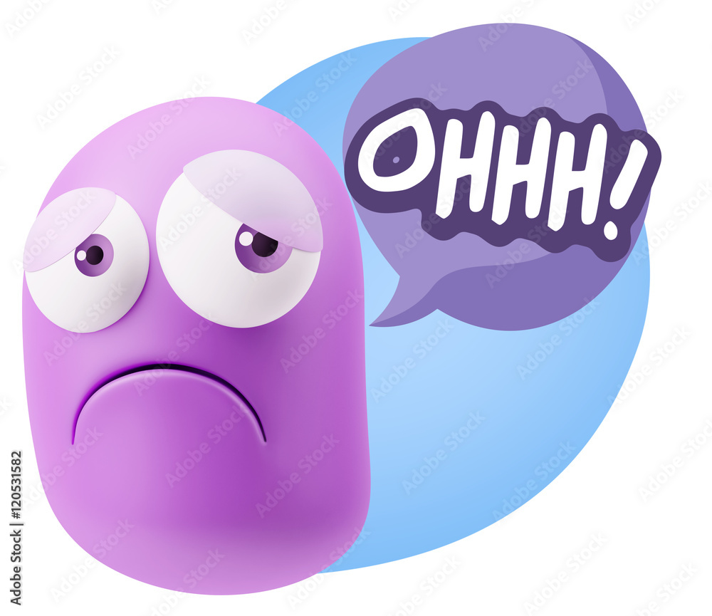 3d Rendering Sad Character Emoticon Expression saying Oh with Co 3d Rendering Sad Character Emoticon Expression saying Oh with Co