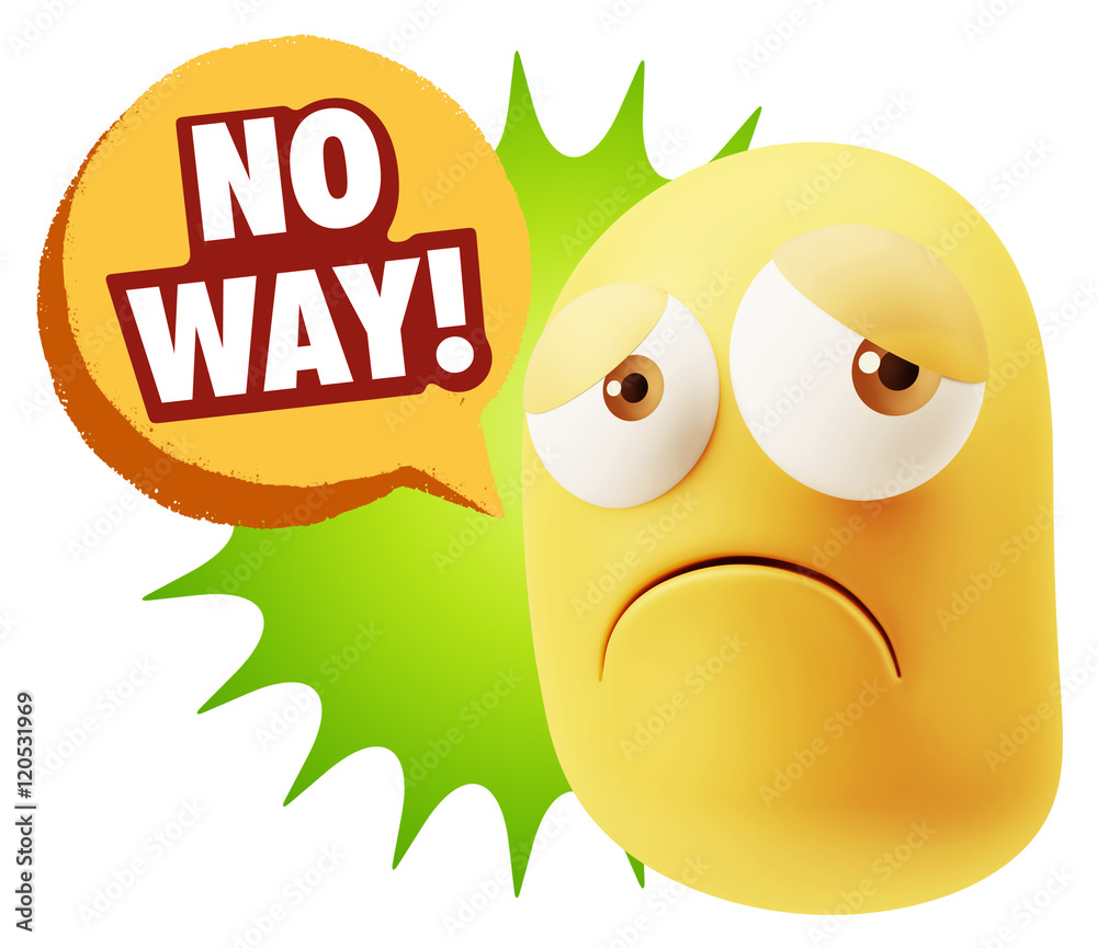3d Rendering Sad Character Emoticon Expression saying No Way wit 3d Rendering Sad Character Emoticon Expression saying No Way wit