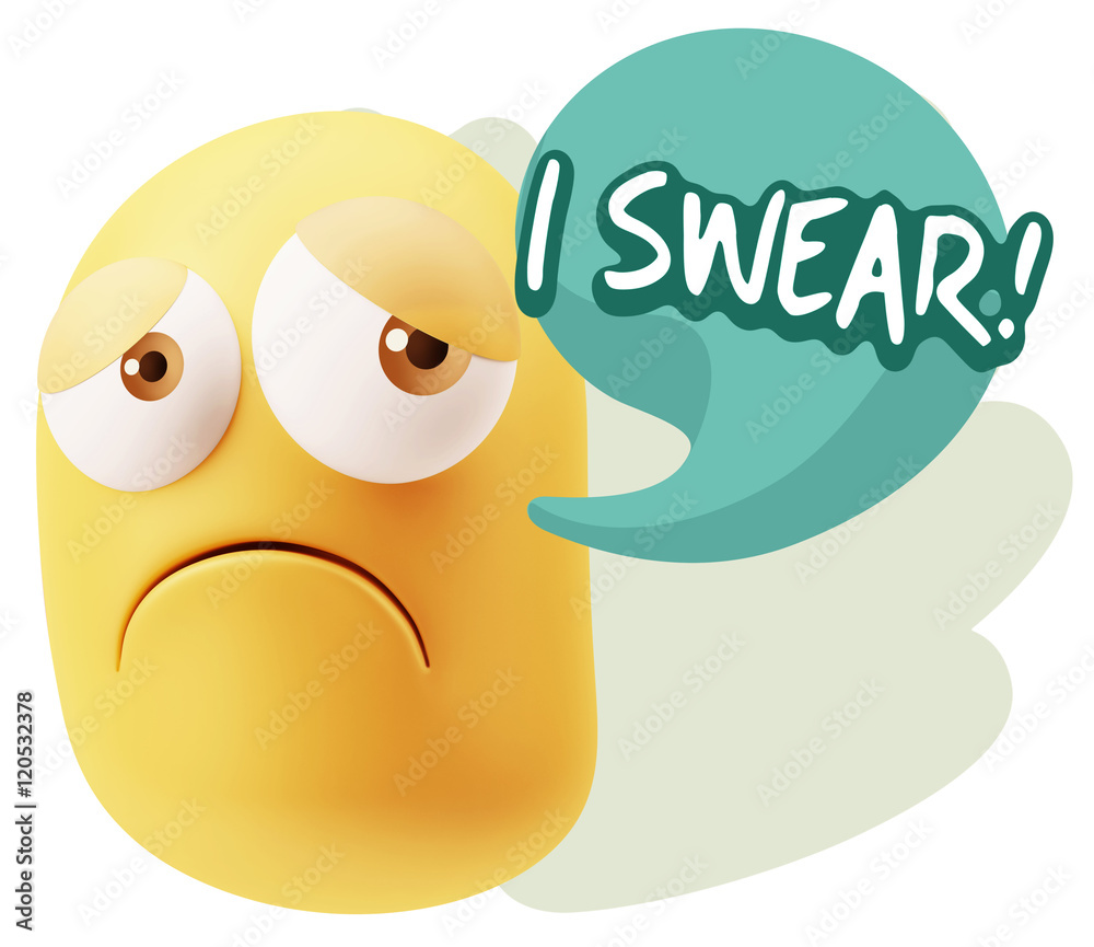 3d Rendering Sad Character Emoticon Expression saying I Swear wi 3d Rendering Sad Character Emoticon Expression saying I Swear wi