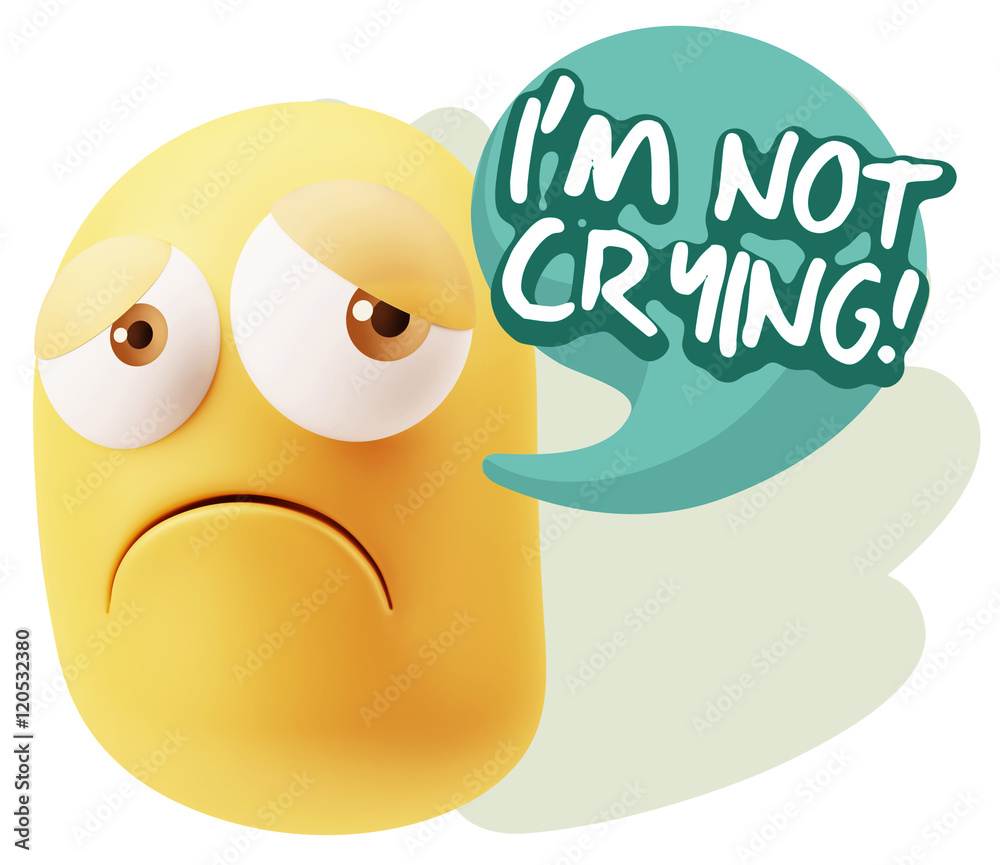 3d Rendering Sad Character Emoticon Expression saying I'm Not Cr 3d Rendering Sad Character Emoticon Expression saying I'm Not Cr