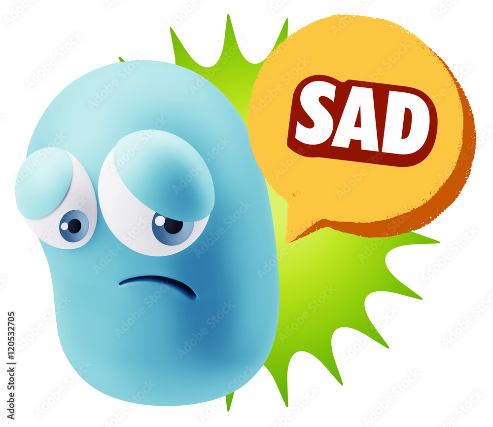 3d Rendering Sad Character Emoticon Expression saying Sad with C 3d Rendering Sad Character Emoticon Expression saying Sad with C
