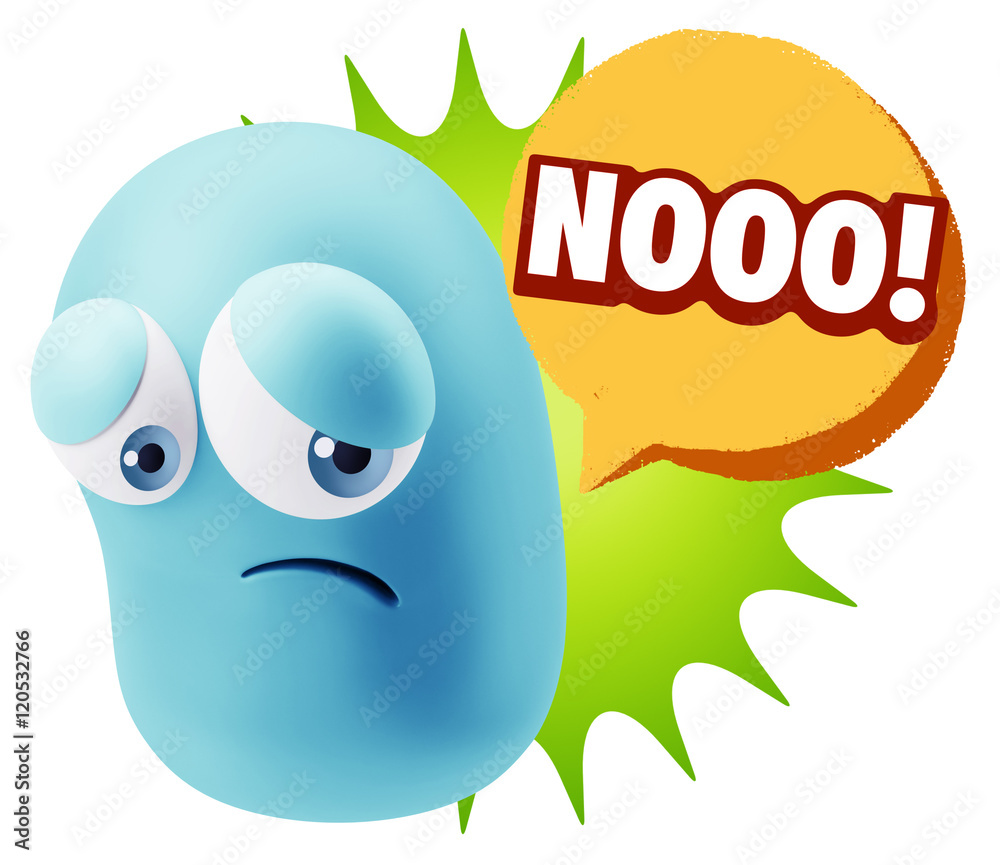 3d Rendering Sad Character Emoticon Expression saying No with Co 3d Rendering Sad Character Emoticon Expression saying No with Co