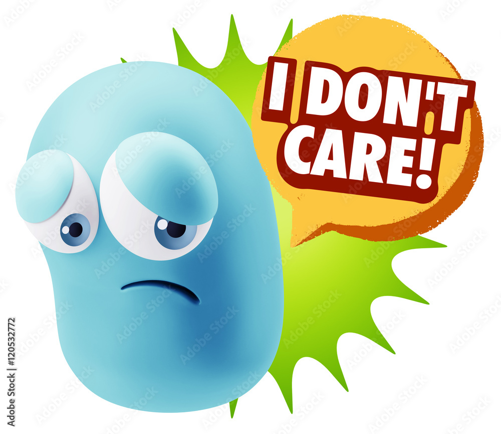 3d Rendering Sad Character Emoticon Expression saying I Don't Ca 3d Rendering Sad Character Emoticon Expression saying I Don't Ca