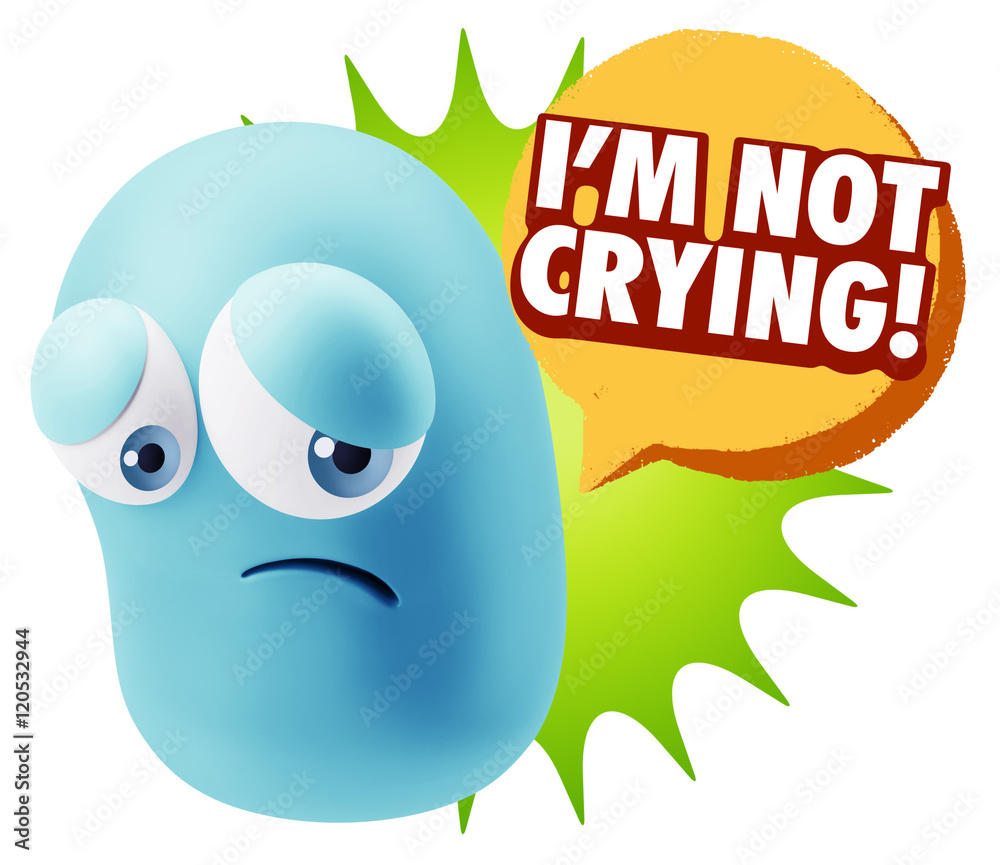 3d Rendering Sad Character Emoticon Expression saying I'm Not Cr 3d Rendering Sad Character Emoticon Expression saying I'm Not Cr