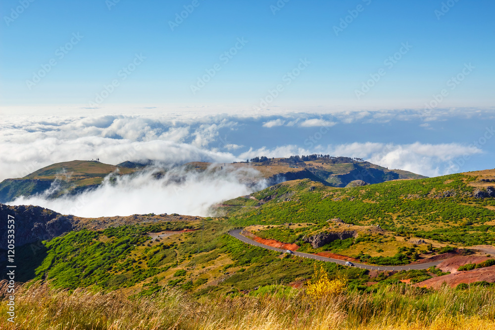 Pico Ruivo and Pico do Areeiro, beautiful mountain landscape, central Madeira, Portugal Pico Ruivo and Pico do Areeiro, beautiful mountain landscape, central Madeira, Portugal