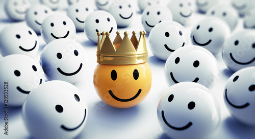Obraz na płótnie Gelber Smiley mit Krone 1