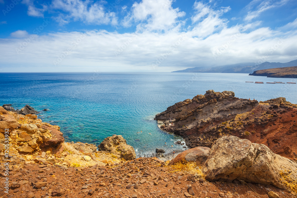 Cliffs at Ponta de Sao Lourenco. Cape is the most eastern point of Madeira island