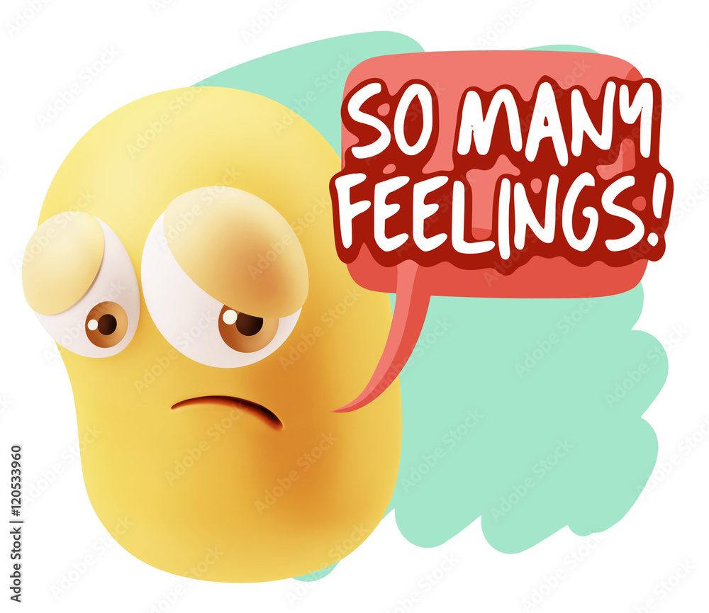 3d Rendering Sad Character Emoticon Expression saying So Many Fe