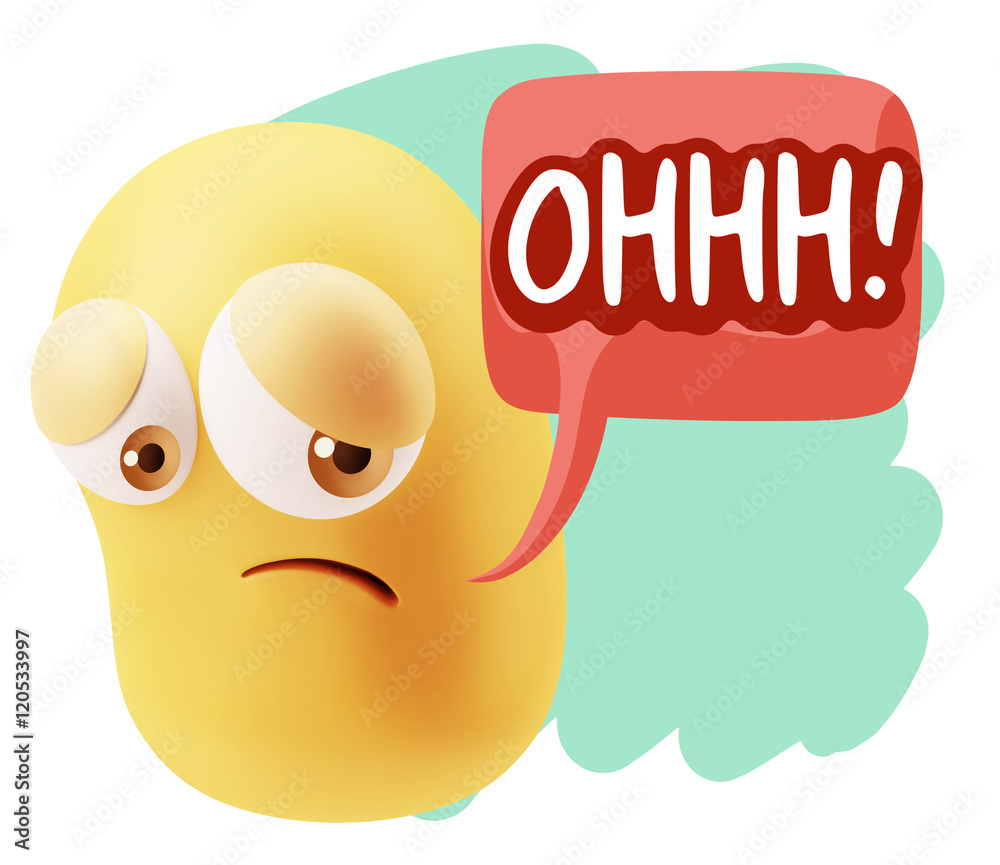 3d Rendering Sad Character Emoticon Expression saying Oh with Co 3d Rendering Sad Character Emoticon Expression saying Oh with Co