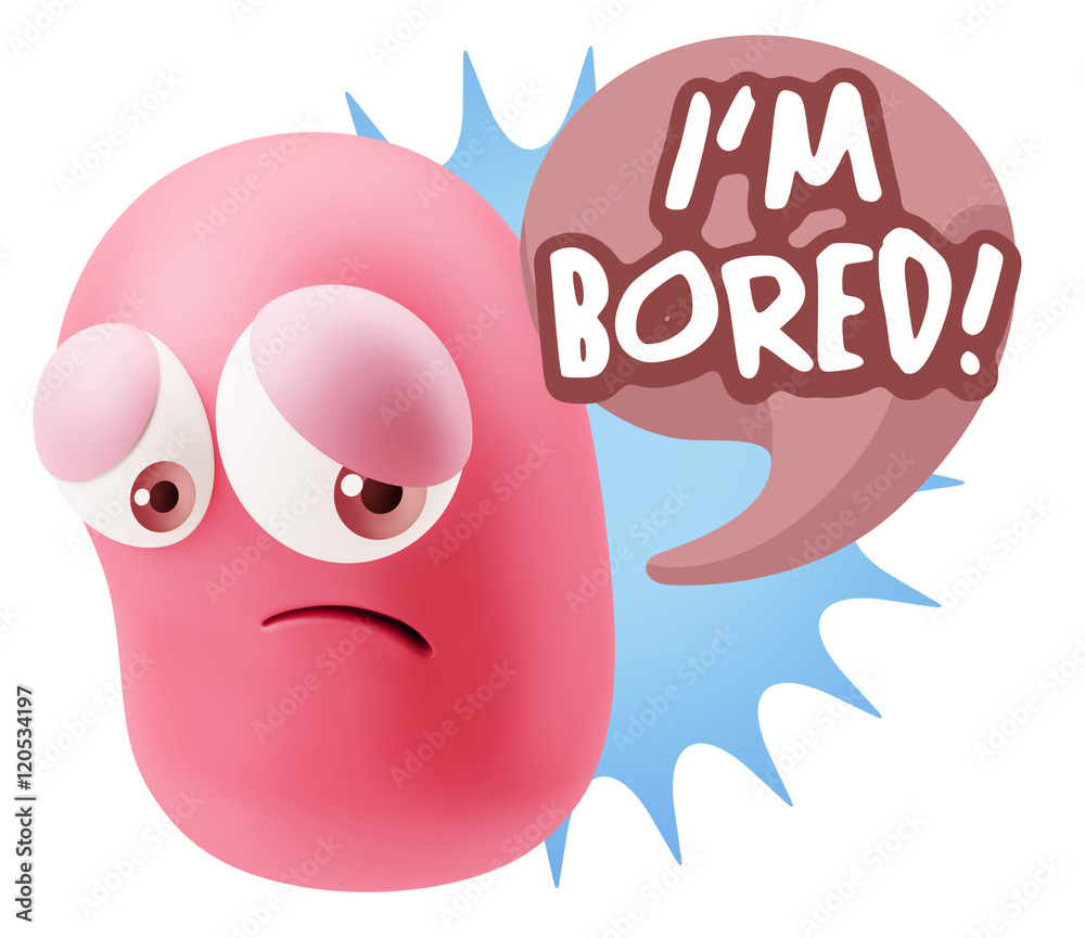 3d Rendering Sad Character Emoticon Expression saying I'm Bored 3d Rendering Sad Character Emoticon Expression saying I'm Bored