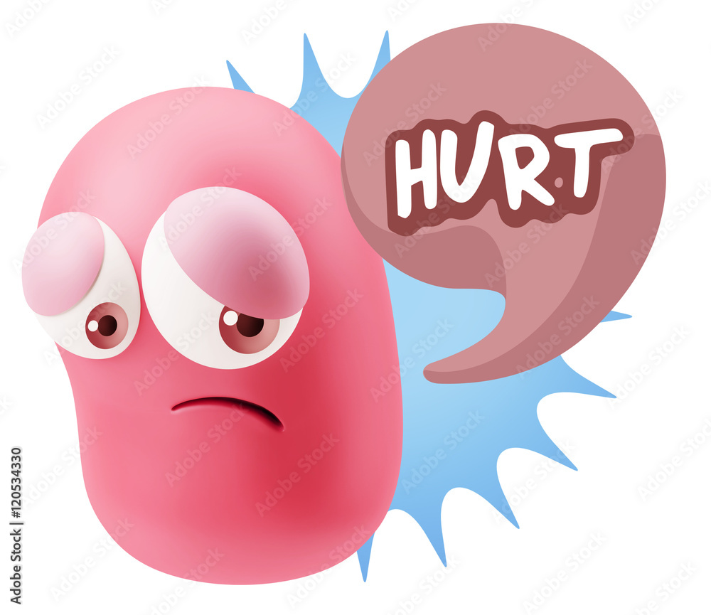 Obraz premium 3d Rendering Sad Character Emoticon Expression saying Hurt with
