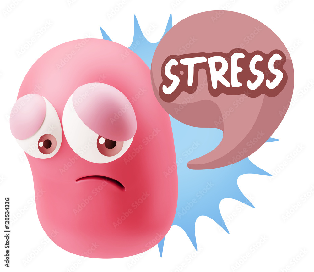 Obraz premium 3d Rendering Sad Character Emoticon Expression saying Stress wit