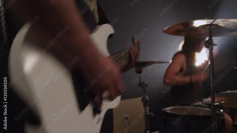 Guitar and Drums in heavy metal rock band
