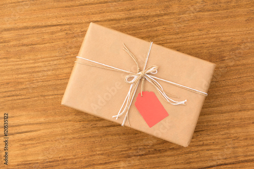 Nice gift wrapped with brown paper