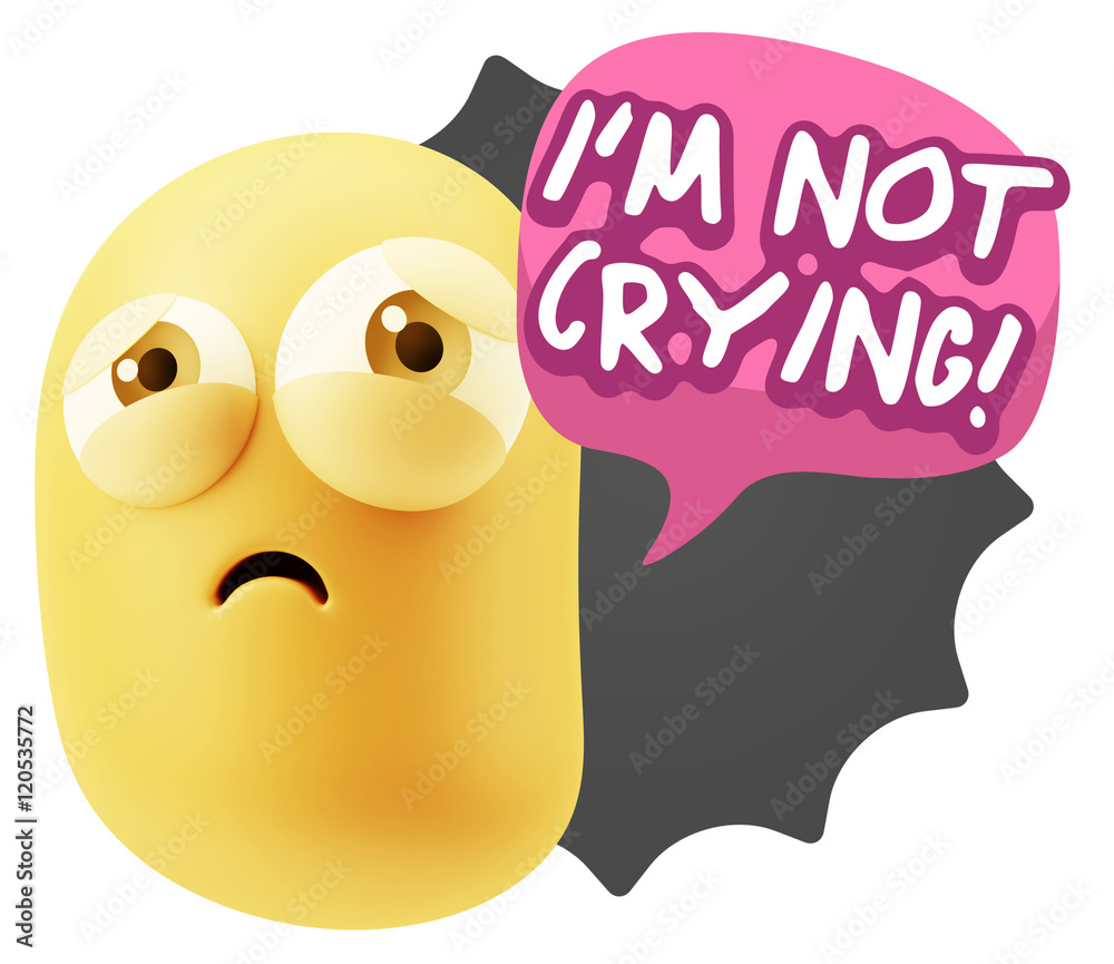 3d Rendering Sad Character Emoticon Expression saying I'm Not Cr 3d Rendering Sad Character Emoticon Expression saying I'm Not Cr