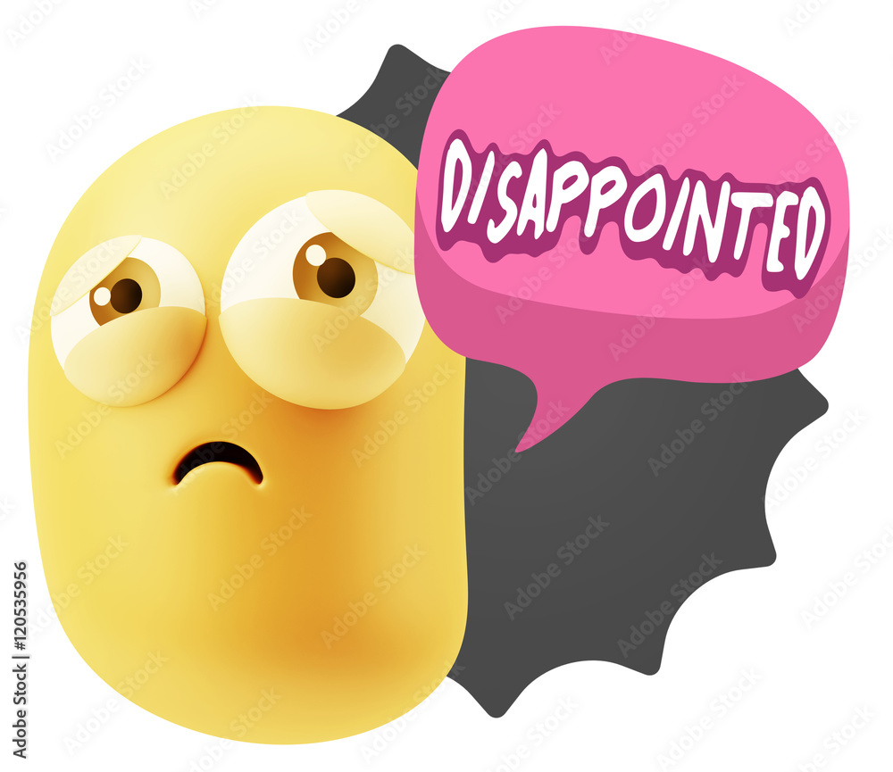 3d Rendering Sad Character Emoticon Expression saying Disappoint 3d Rendering Sad Character Emoticon Expression saying Disappoint