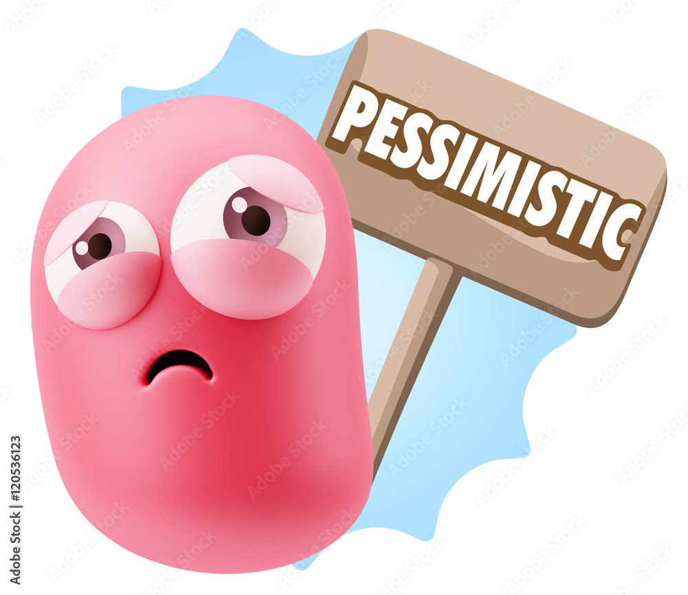 3d Rendering Sad Character Emoticon Expression saying Pessimisti 3d Rendering Sad Character Emoticon Expression saying Pessimisti