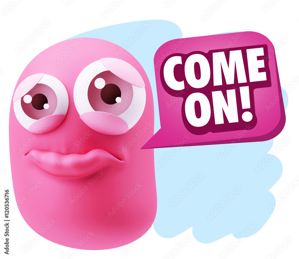3d Rendering Sad Character Emoticon Expression saying Come On wi 3d Rendering Sad Character Emoticon Expression saying Come On wi