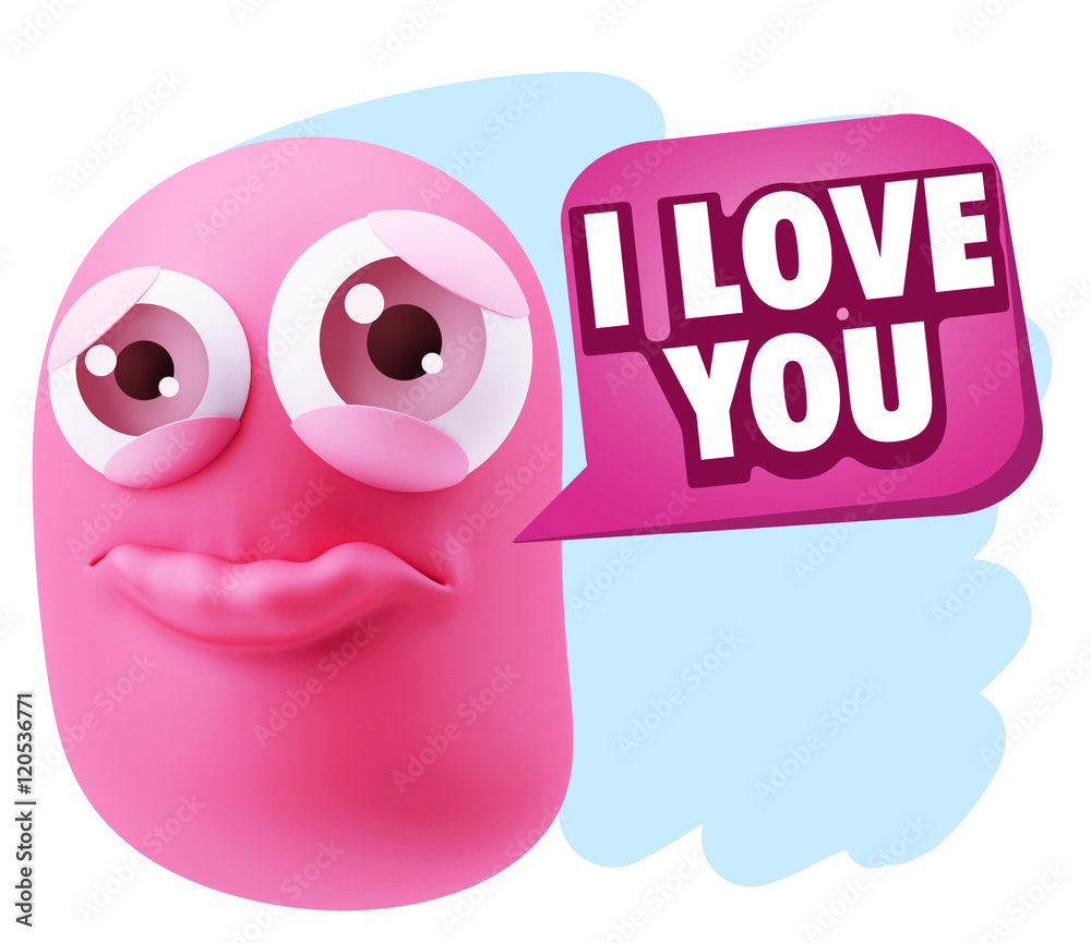 3d Rendering Sad Character Emoticon Expression saying I Love You 3d Rendering Sad Character Emoticon Expression saying I Love You