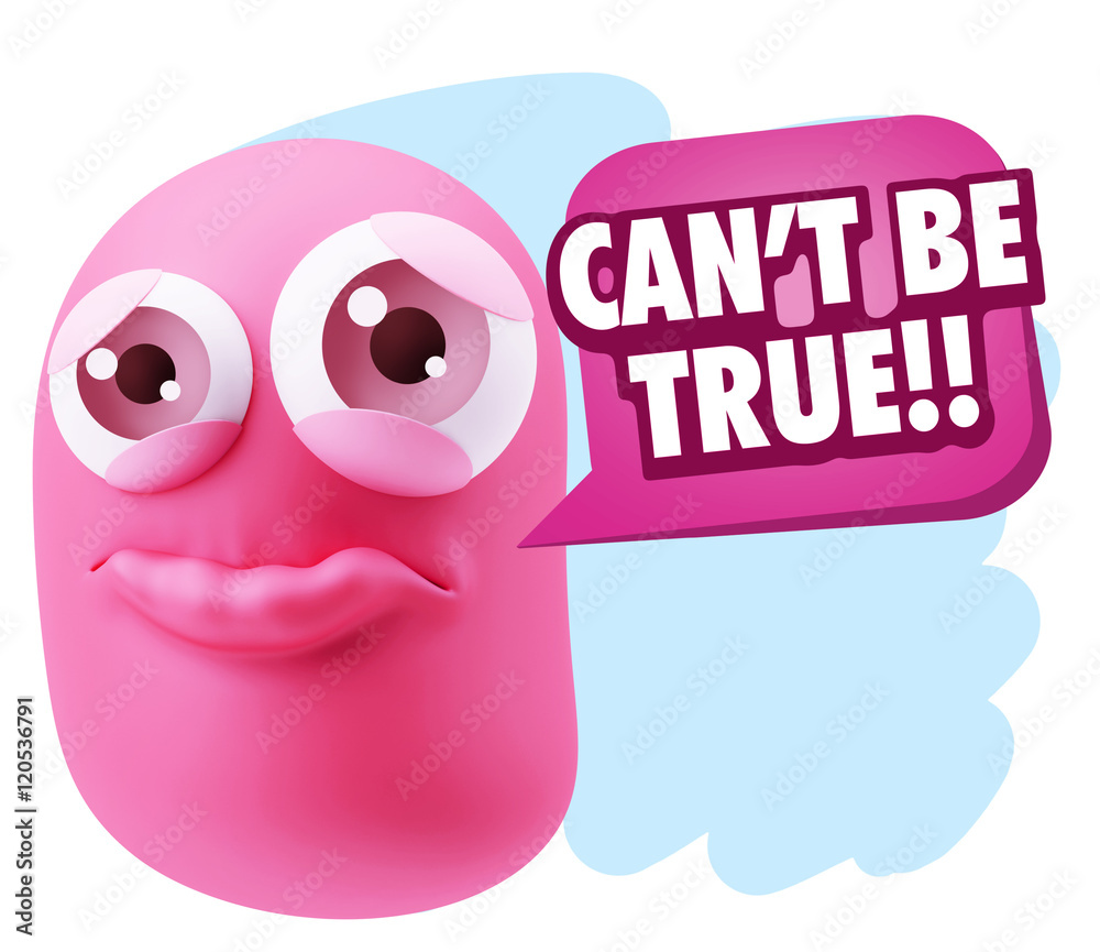 3d Rendering Sad Character Emoticon Expression saying Can't be T 3d Rendering Sad Character Emoticon Expression saying Can't be T