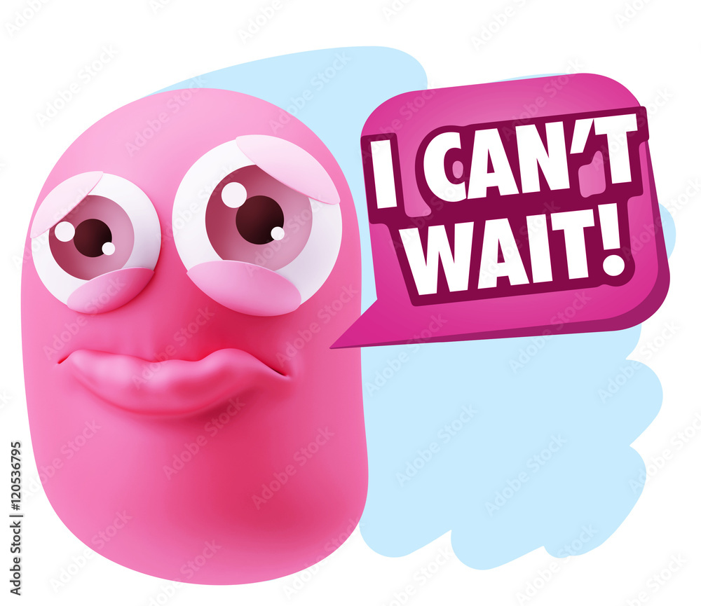 3d Rendering Sad Character Emoticon Expression saying I Can't Wa 3d Rendering Sad Character Emoticon Expression saying I Can't Wa