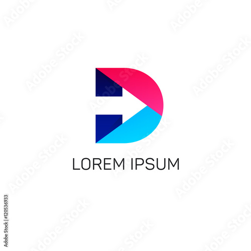 Abstract d letter logo sign vector icon material design. Company