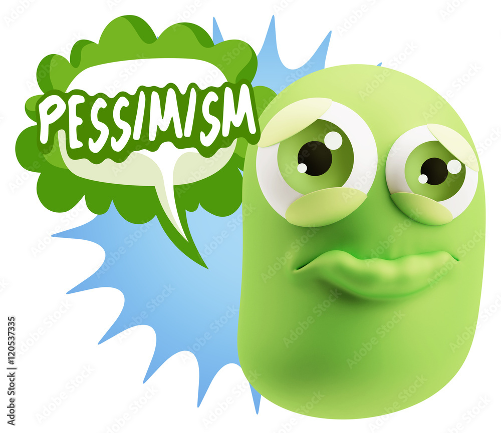 Fototapeta premium 3d Rendering Sad Character Emoticon Expression saying Pessimisti
