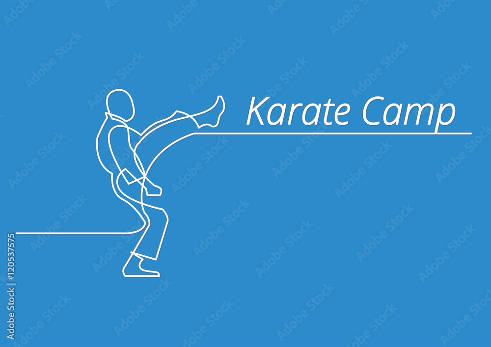 continuous line drawing of karate man