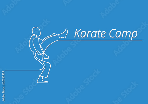 continuous line drawing of karate man